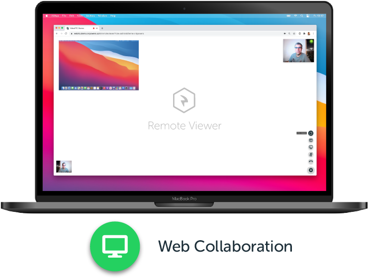 RemoteViewer. This web collaboration solution during conventional telephone calls in progress, allows you to signiﬁcantly improve your customers' experience with your traditional contact center or even operating with a switchboard or telephone devices. Web collaboration allows you to add web features such as presence, live chat, file sharing, and dual screen sharing.